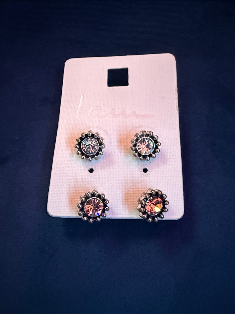 Crystal Floral Stud Earring Set - Pink